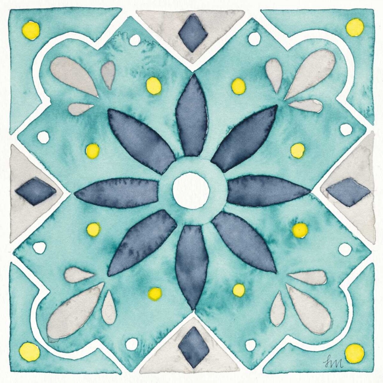 Garden Getaway Tile V Teal Poster Print by Laura Marshall - Item # VARPDX34466